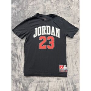 Jordan Practice Flight Short Sleeve T Shirt Boys Large Black 23 Logo Embroidered